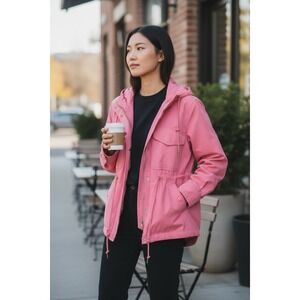 Coach Sporty Salmon Pink Zip Windbreaker XS